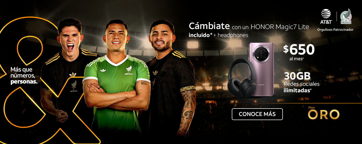 Cámbiate con un HONOR Magic7 Lite incluido* + headphones $650 al mes* 30GB Redes sociales ilimitadas*