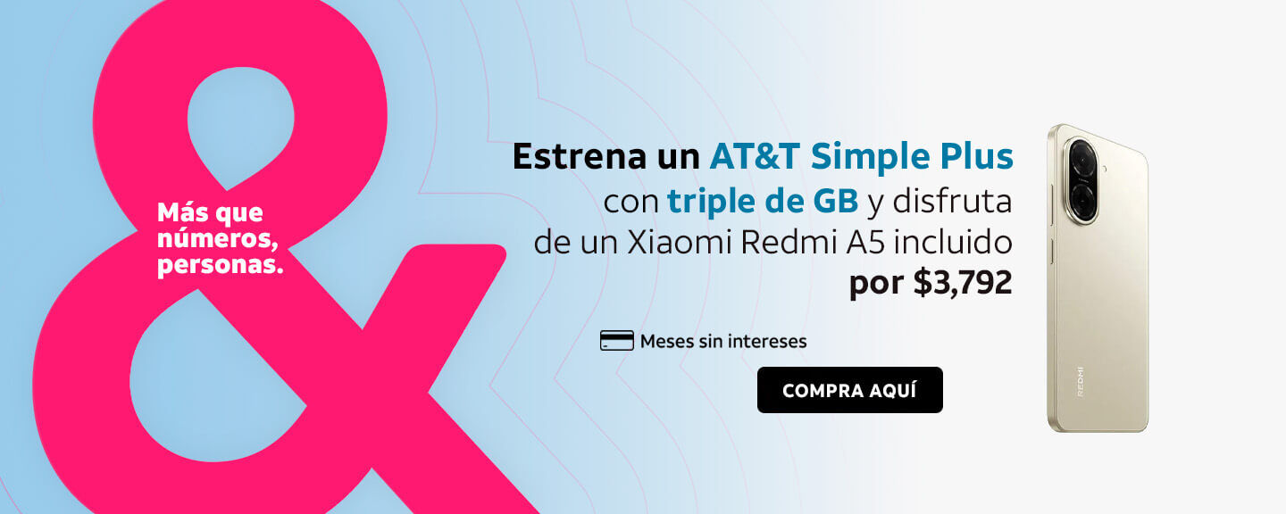 Estrena un AT&T Simple Plus con triple de GB y disfruta de un Xiaomi Redmi A5 incluido por $3,792